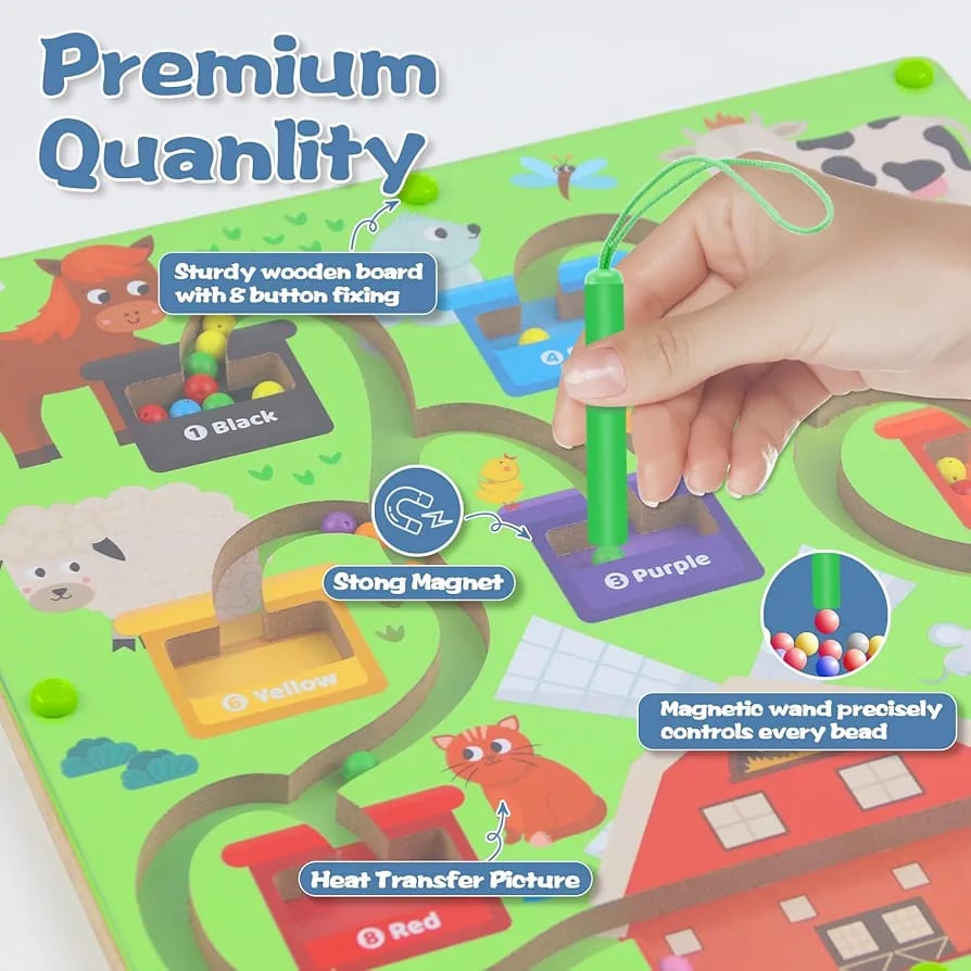 2in1 Color Magnet Maze Bead Ball and Alphanumeric Tracing Board - Default Title - Odeez | Educational Toys Pakistan 