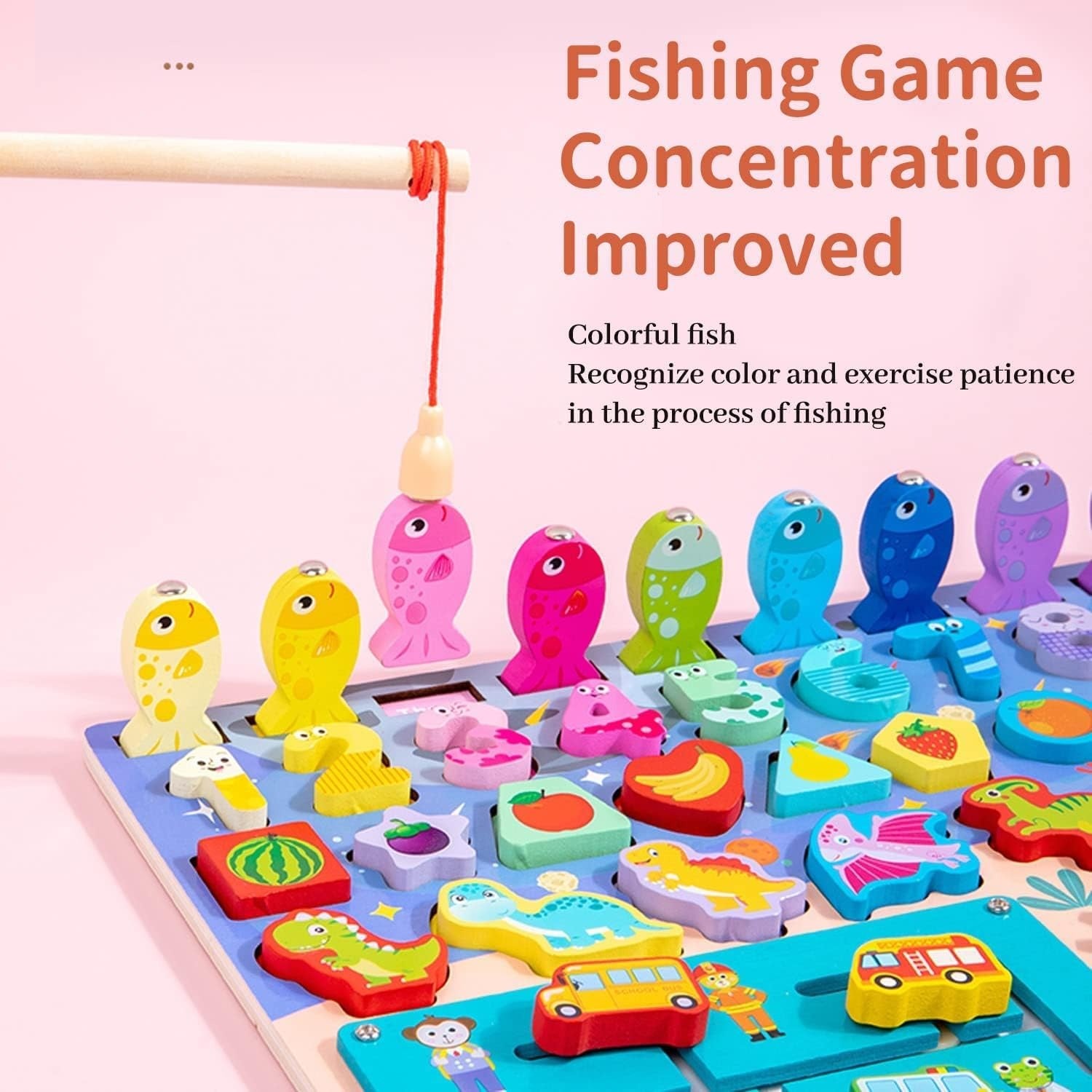 8in1 Multifunctional Logarithm Clock Sensory Wooden Board -