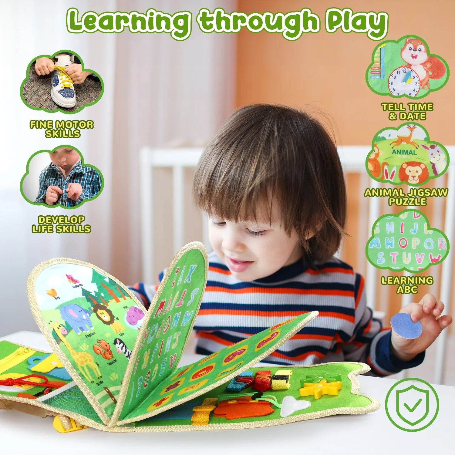 Sensory Multiple Activity Felt Quiet Busy Book for Toddlers - 368