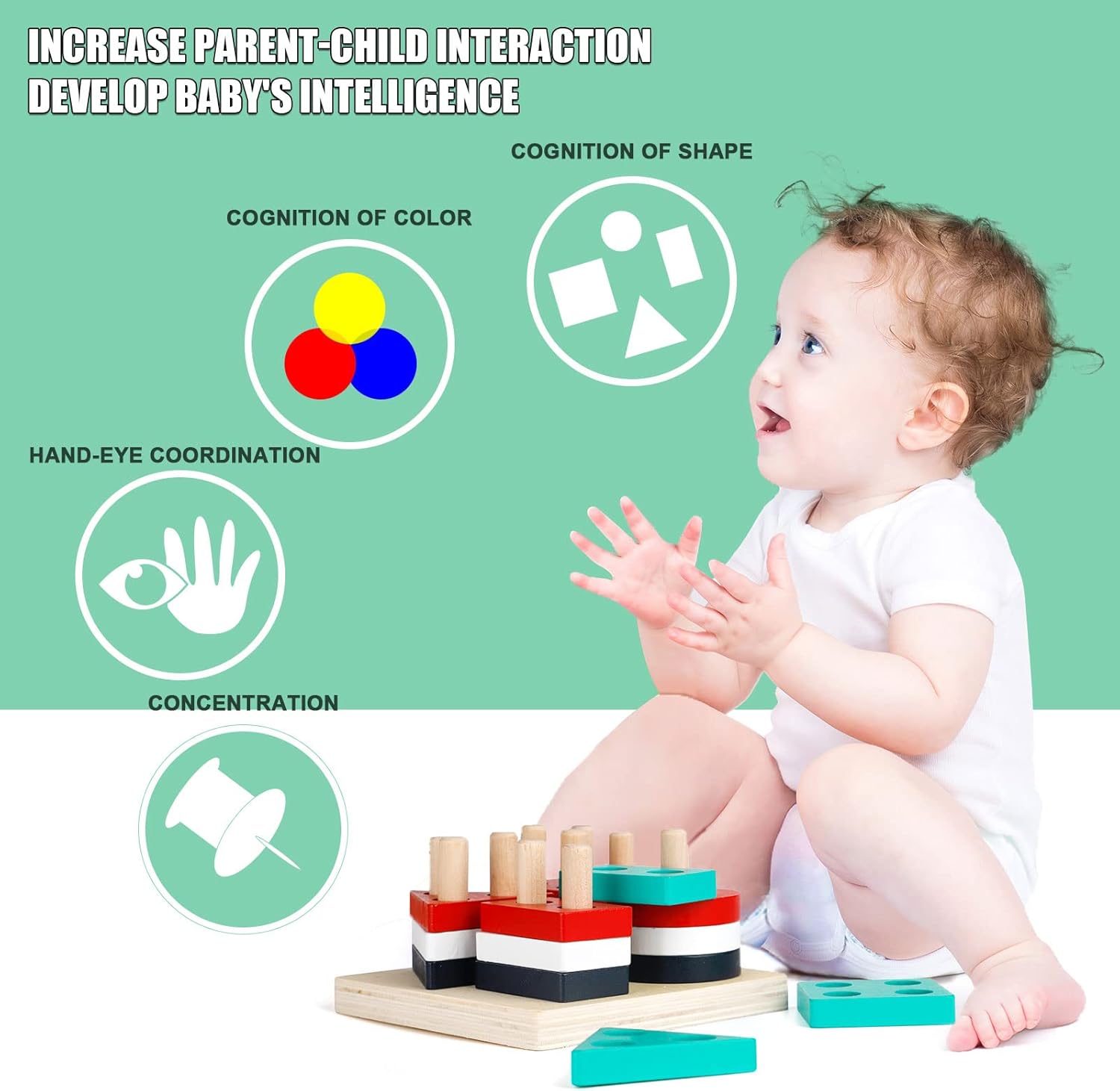 Wooden Shape Four Columns Puzzle - 952 - Default Title - Odeez | Educational Toys Pakistan 