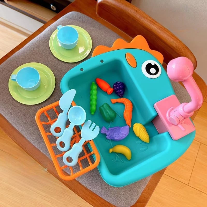 Dino Dishwasher Kitchen Water Sink Pretend Play - 068