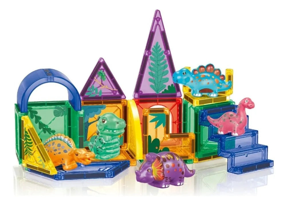 STEM Magnetic Tiles Construction Dinosaur Park Blocks - 14A