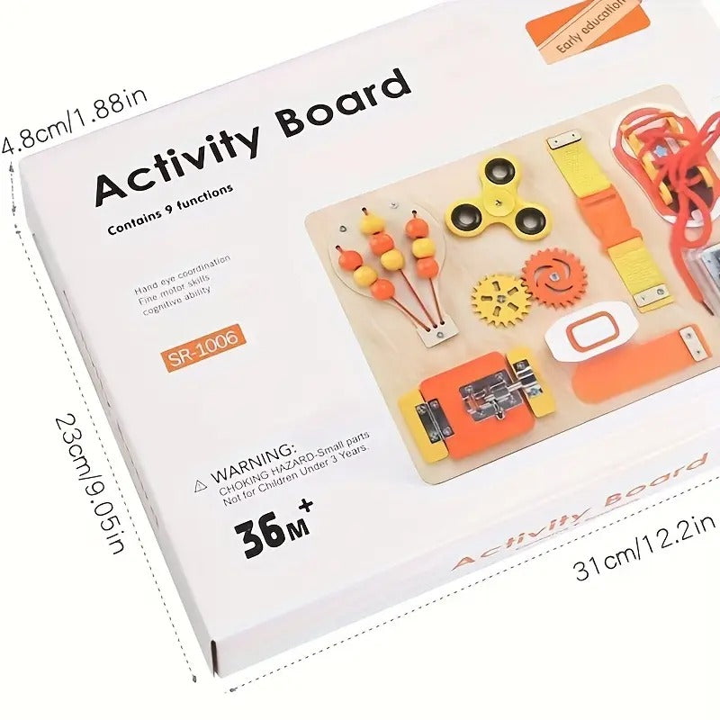 Wooden Hot Air Balloon Gear 9 Function Busy Board Sensory Activity