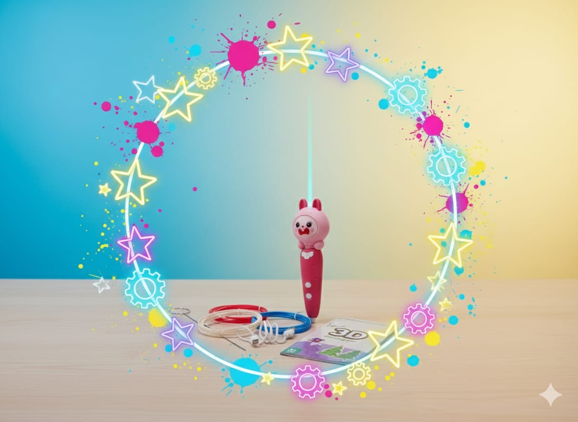 Cute 3D Carrot Pen Rechargeable Drawing for Kids - 3D4