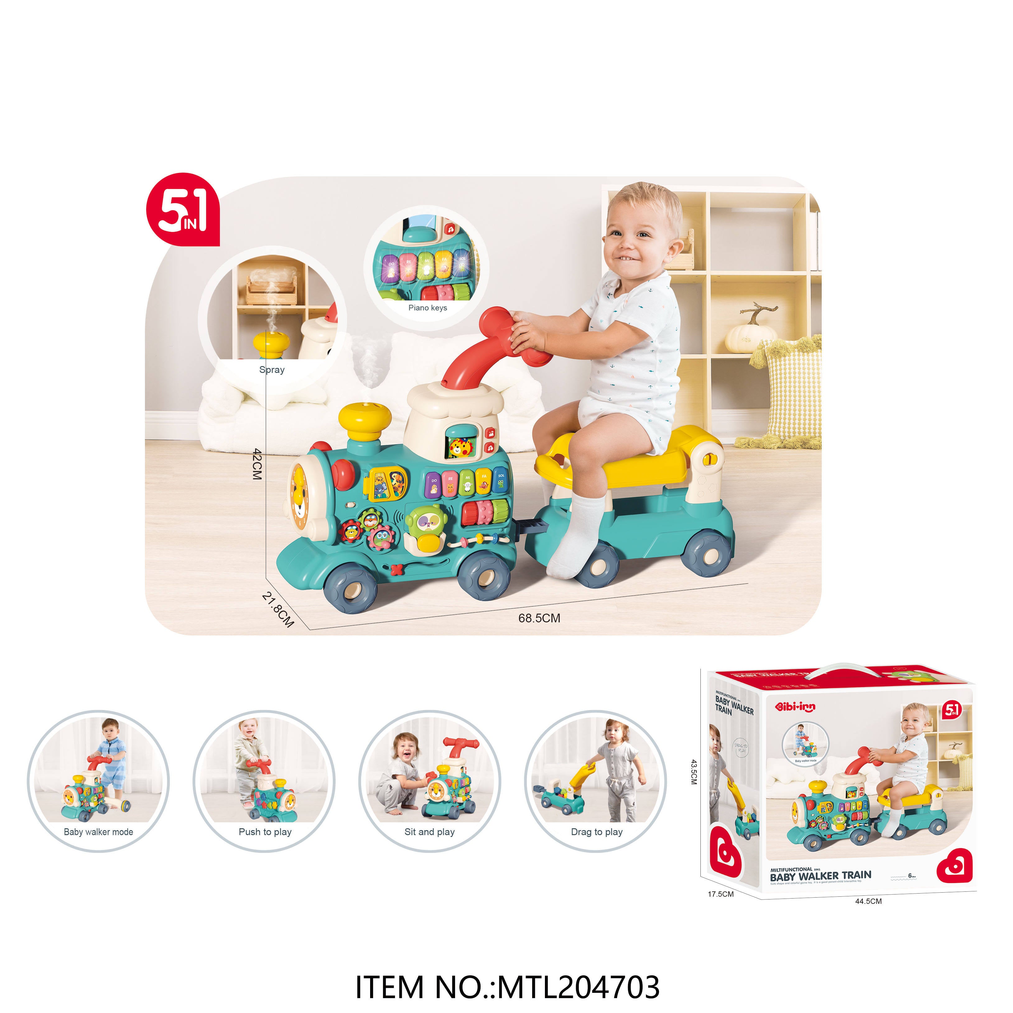 5in1 Multi functional Baby Walker Train - 064