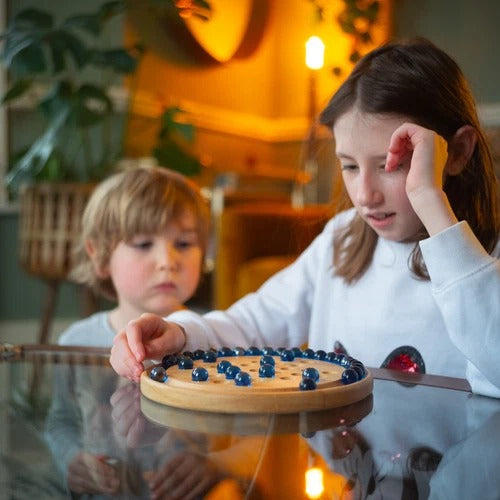 Solitaire Wooden Game with Marble Ball - 014