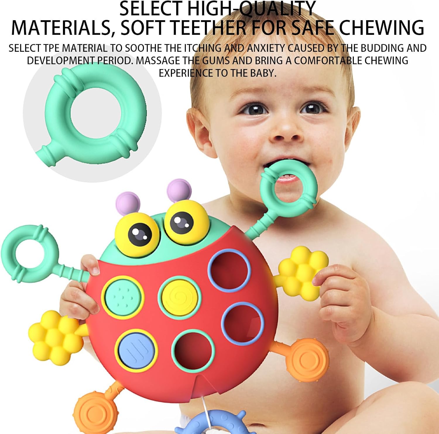 Cute Colorful Ladybug String Pull Sensory Rattle - 368 - Default Title - Odeez | Educational Toys Pakistan 