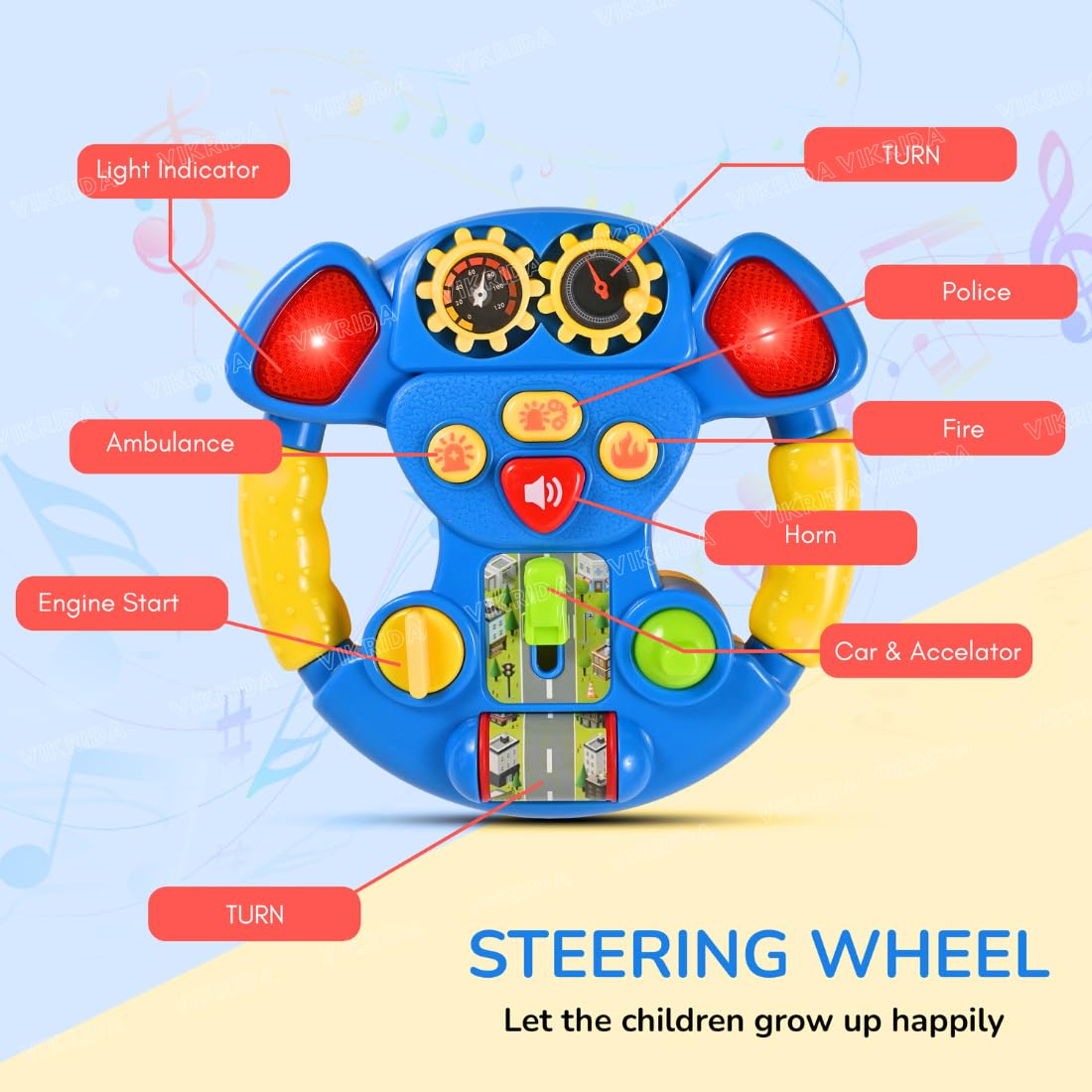 Kids Fun Learn and Sound Steering Wheel - 32B