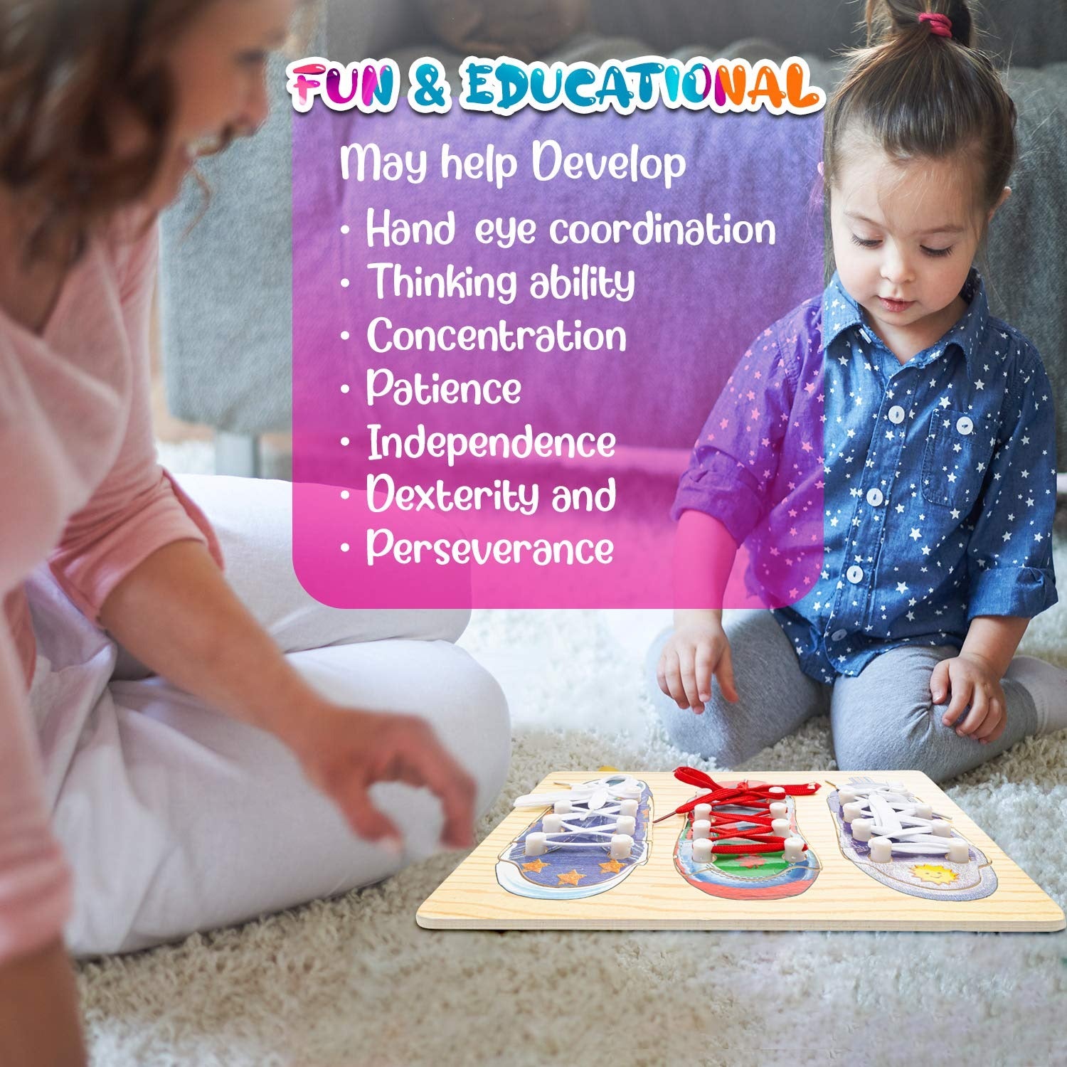 Wooden Shoe Lacing Learning Board - 112