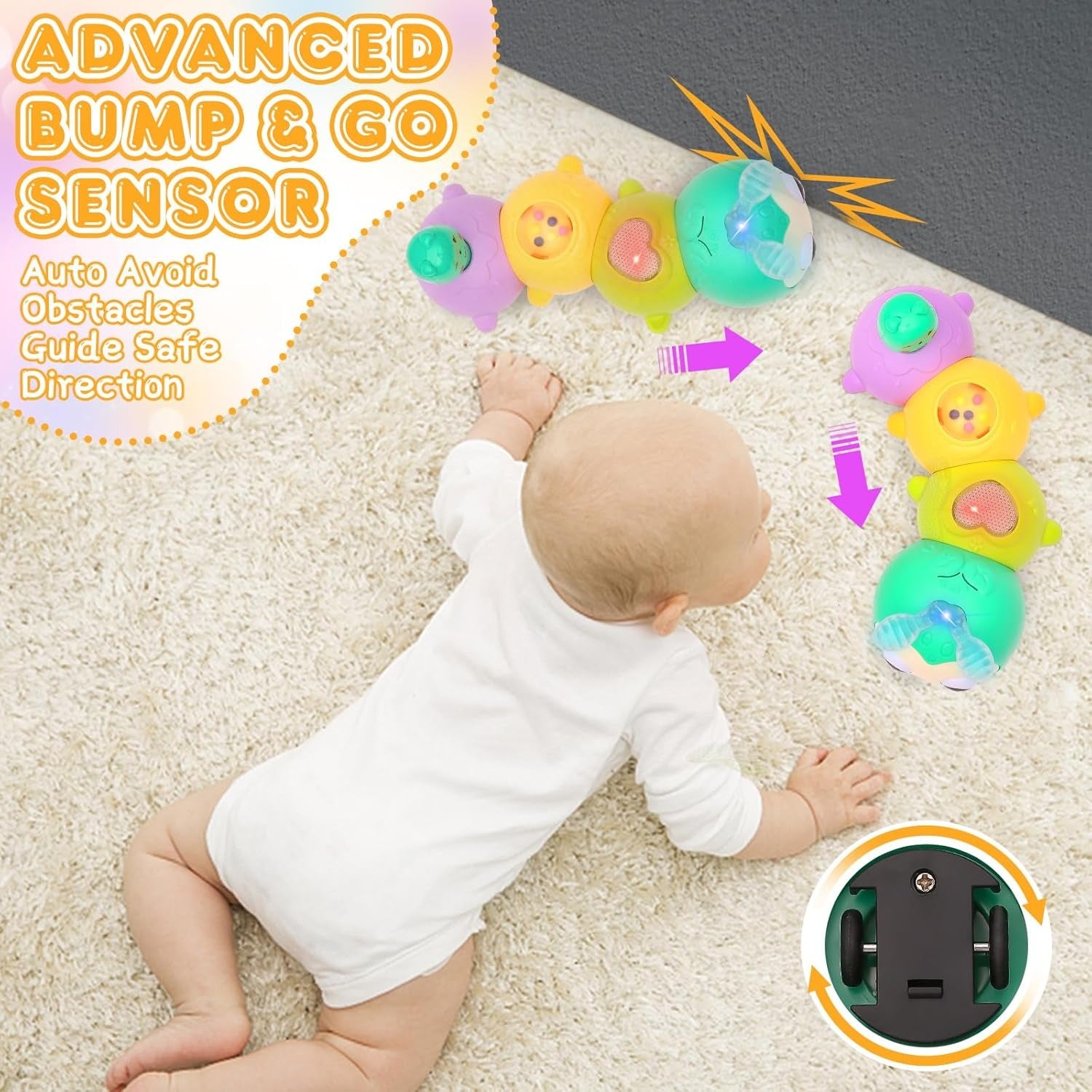 Magnetic Cute Electric Caterpillar with Light and Sound - 225 - Default Title - Odeez | Educational Toys Pakistan 