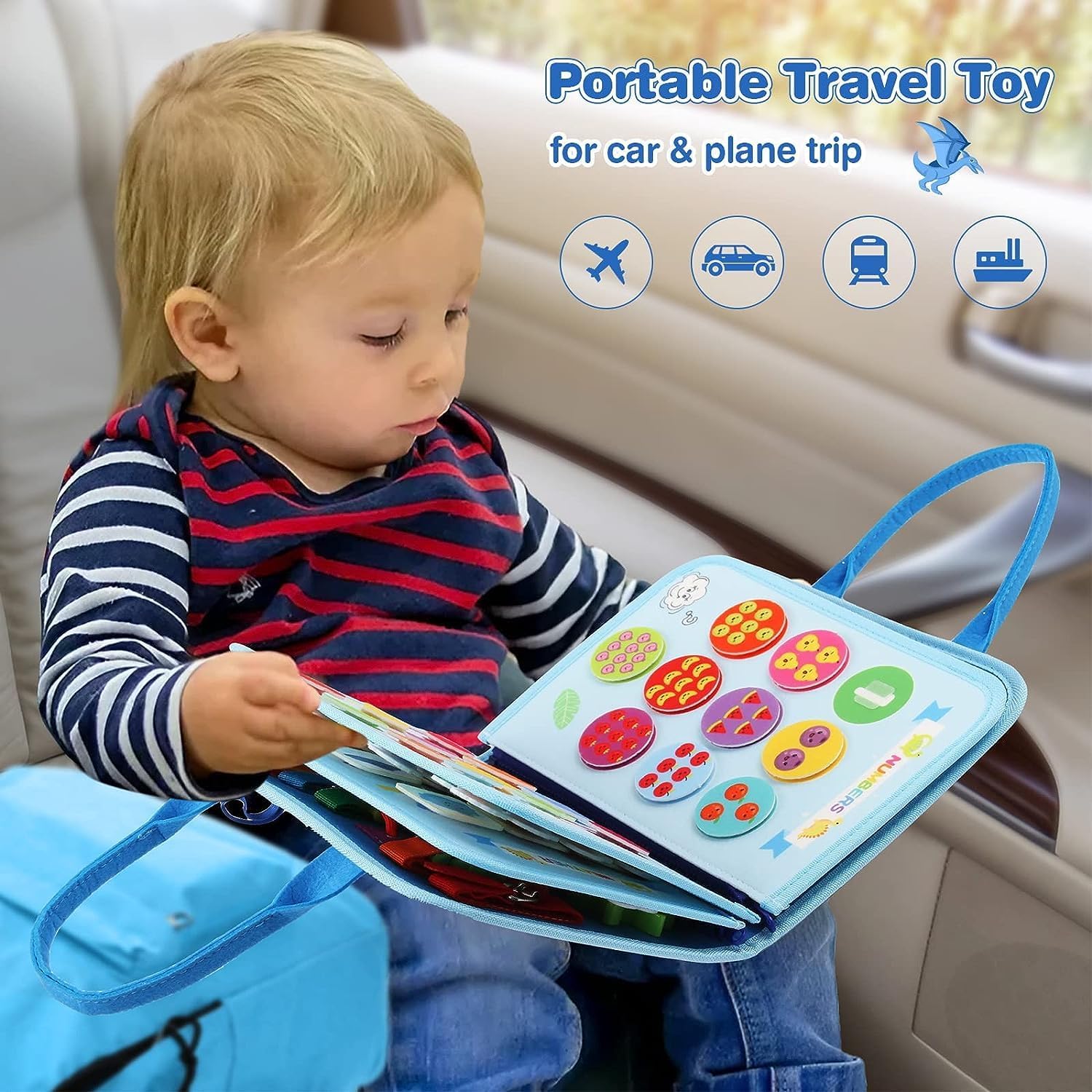 Busy Dinosaur Learning Sensory Fine Motor Book 5 Double Sided Pages - 086