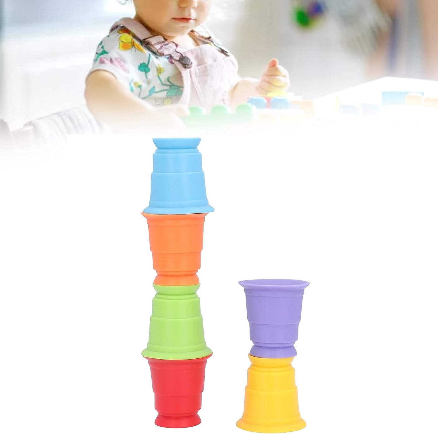 Colorful Soft Rubber Stacking Cups - 6 pieces - Default Title - Odeez | Educational Toys Pakistan 