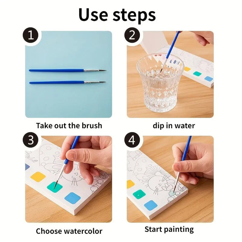 Illustrations Coloring Art Book with Paint Brush - 12 Pages - Default Title - Odeez | Educational Toys Pakistan 