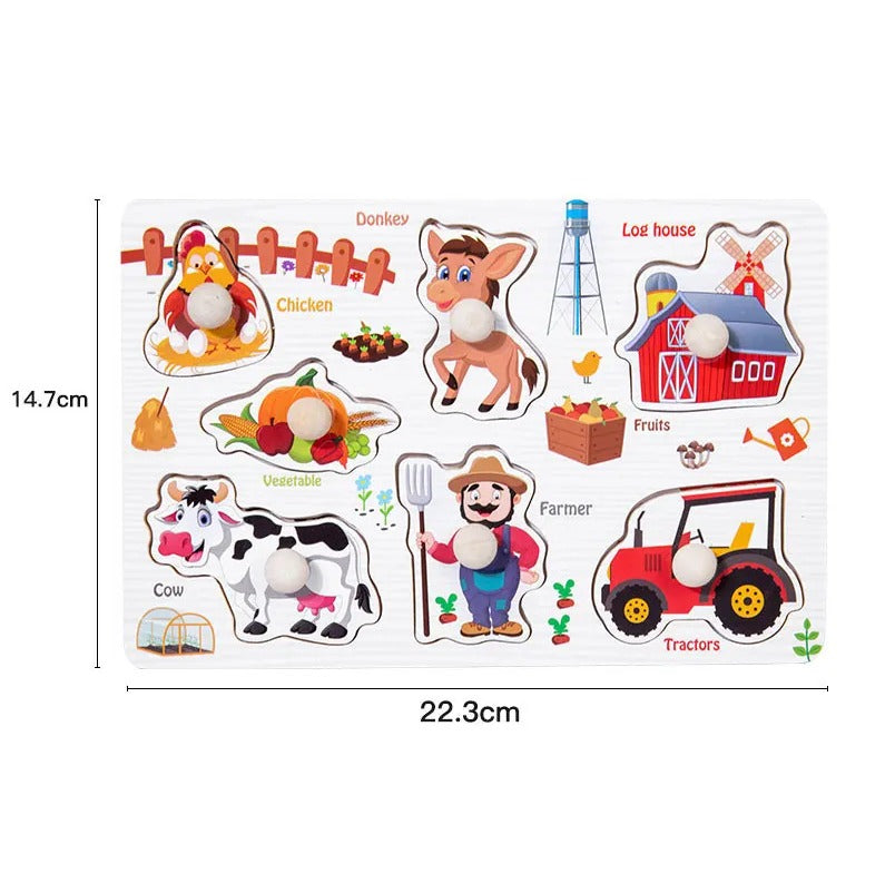 Wooden Small Farm Knob Board - 844 - Default Title - Odeez | Educational Toys Pakistan 