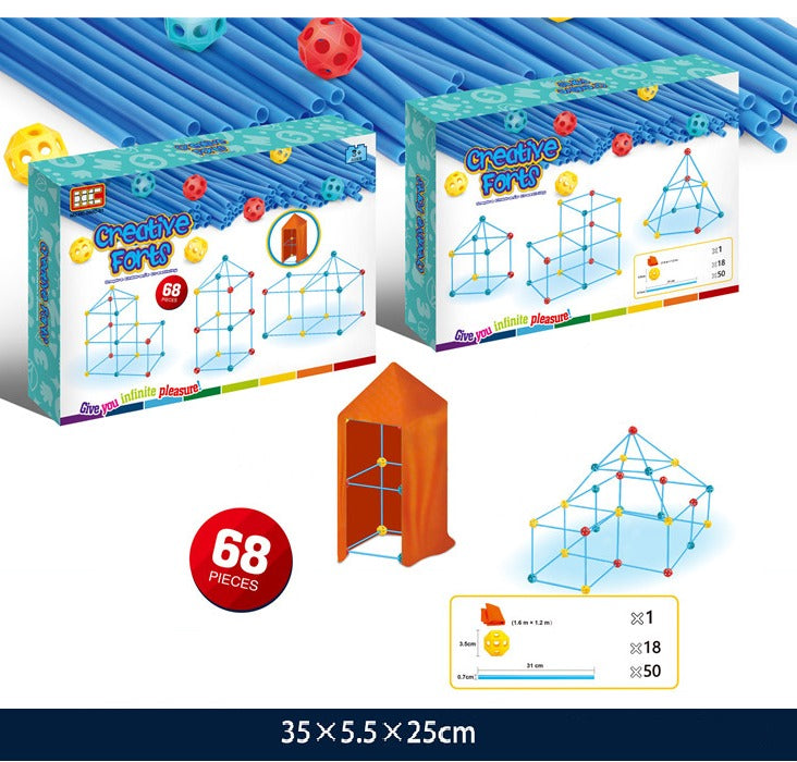 DIY Colorful 3D Pipe Connection Tent - 68 pieces - Default Title - Odeez | Educational Toys Pakistan 
