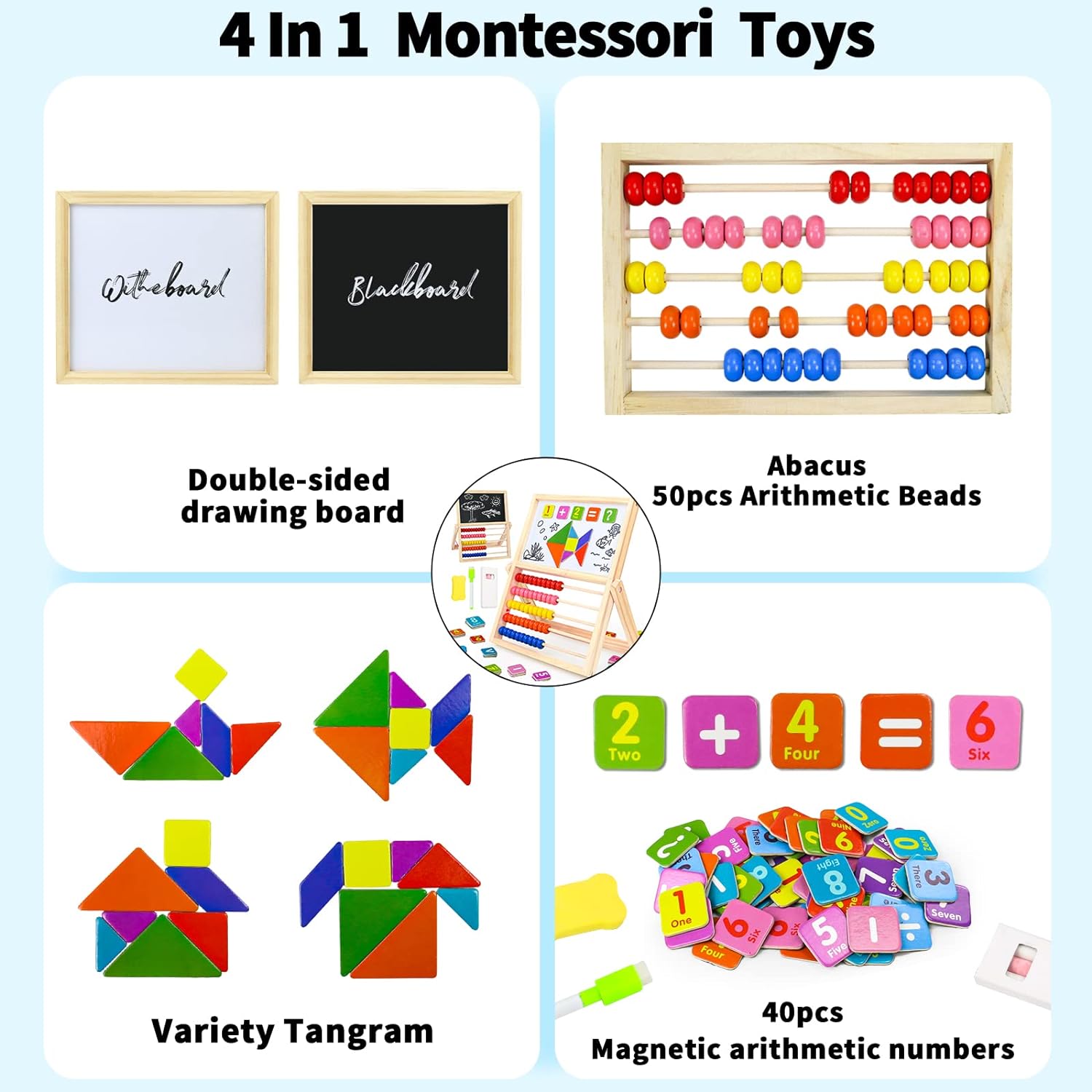 3in1 Montessori Numeric Abacus Learning Board with Marker - Default Title - Odeez | Educational Toys Pakistan 