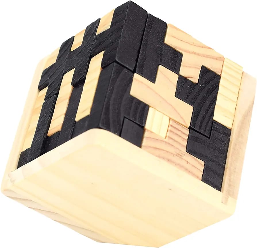 Wooden IQ Brain Teaser Puzzle Cube - 689 - Default Title - Odeez | Educational Toys Pakistan 