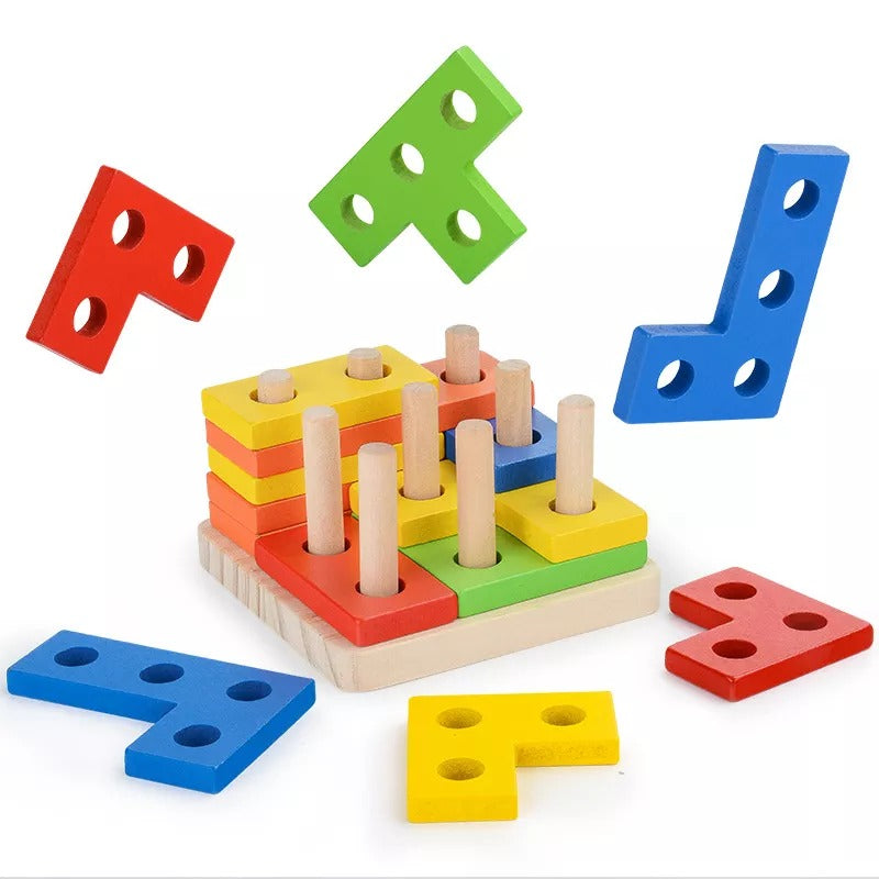 Colorful Wooden Russian Shape Columns Set - 836 - Default Title - Odeez | Educational Toys Pakistan 