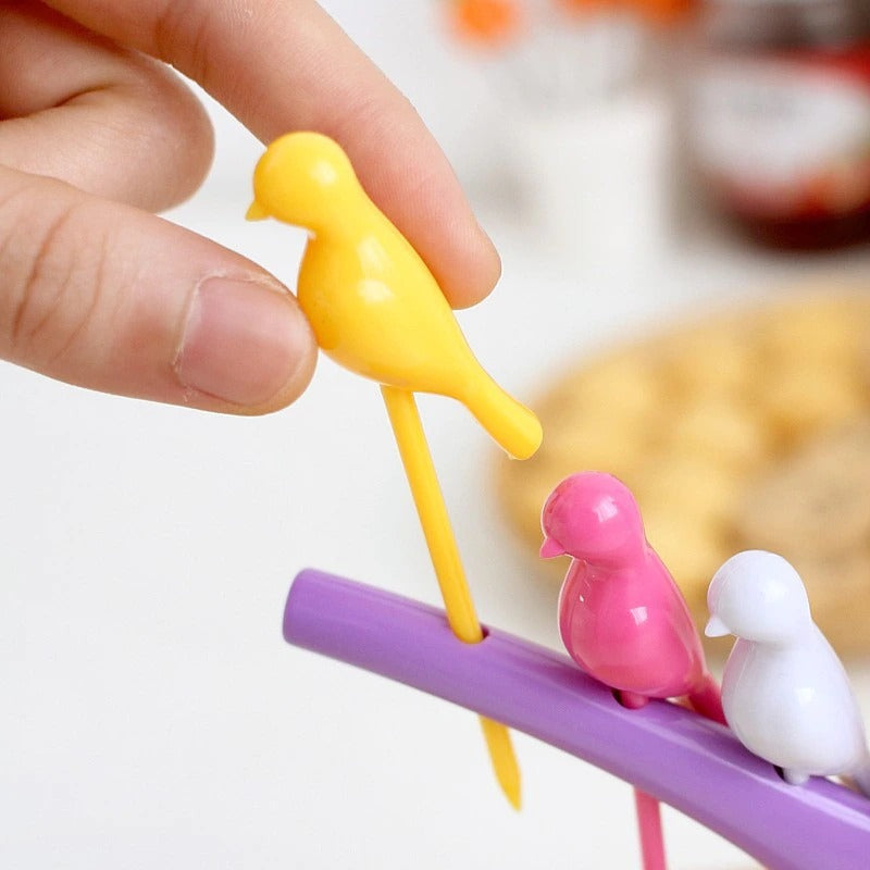 Birdie Fruit Fork with Tree Stand - 6 pieces - Default Title - Odeez | Educational Toys Pakistan 