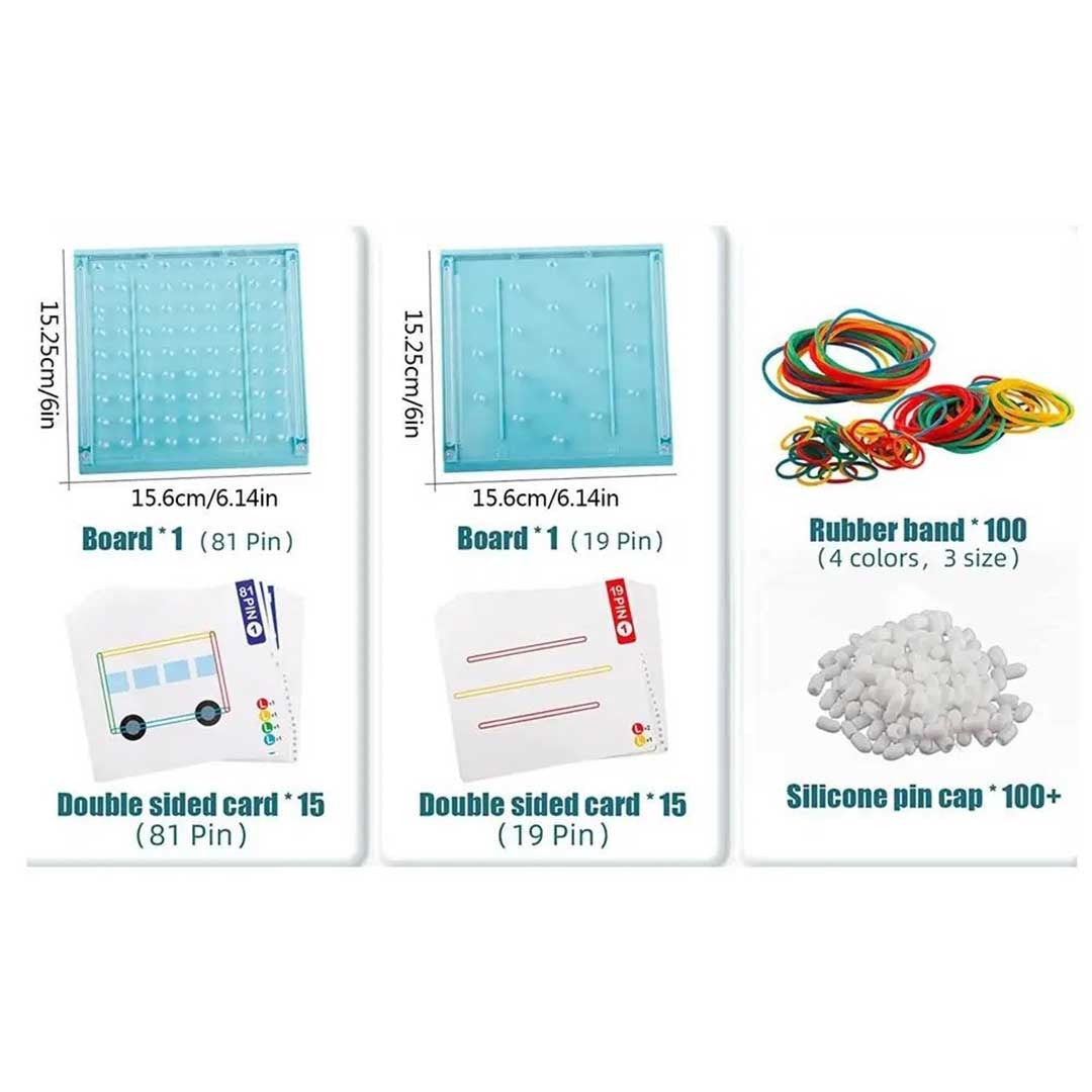 Rubber Band 60 Pattern Board Puzzle Set - 861 - Default Title - Odeez | Educational Toys Pakistan 