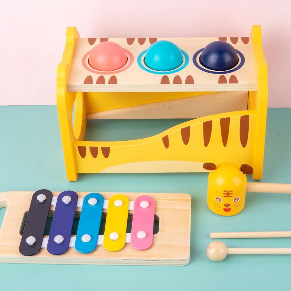 Wooden Tiger Pound Hammering Table with Xylophone - 930 - Default Title - Odeez | Educational Toys Pakistan 