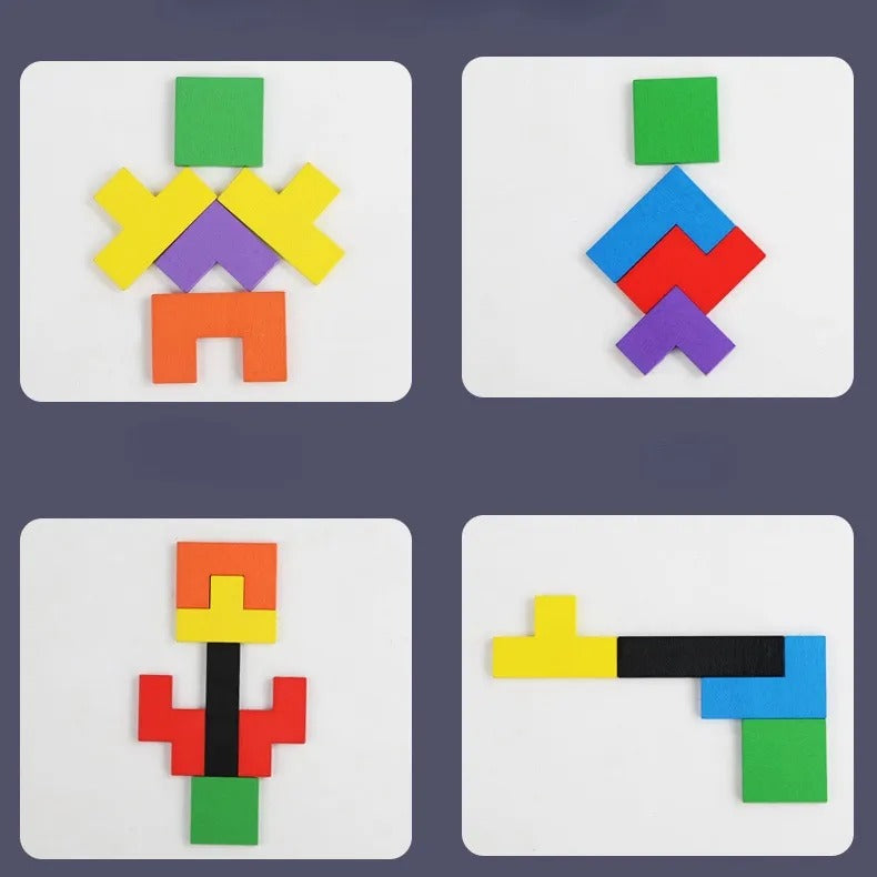 Wooden Brainteasers Tangram and Tic Tac Toe Puzzle Board - 287 - Default Title - Odeez | Educational Toys Pakistan 