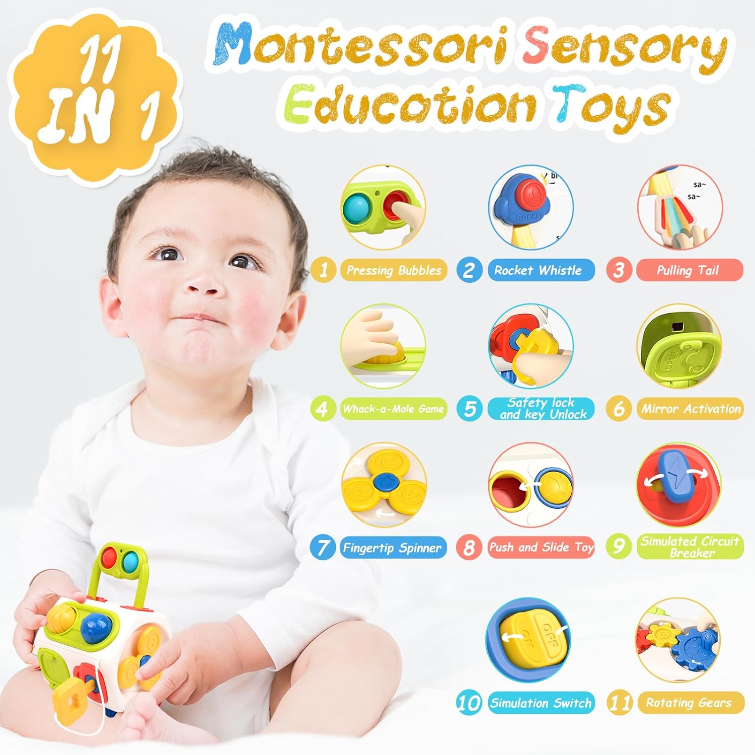 Montessori Sensory Busy Learning Cube - 19A - Default Title - Odeez | Educational Toys Pakistan 