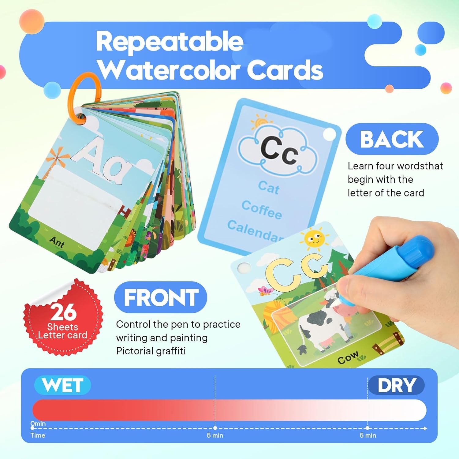 Magical Water Doodle Alphabet Painting Cards - 26 pieces - Default Title - Odeez | Educational Toys Pakistan 