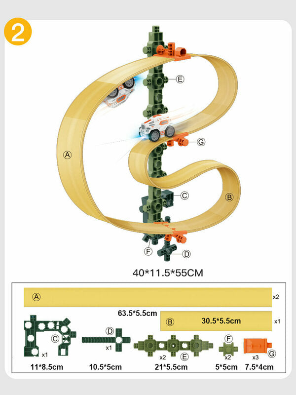 DIY Magnetism Racing Car Track Battery Operated 14 pieces - 542