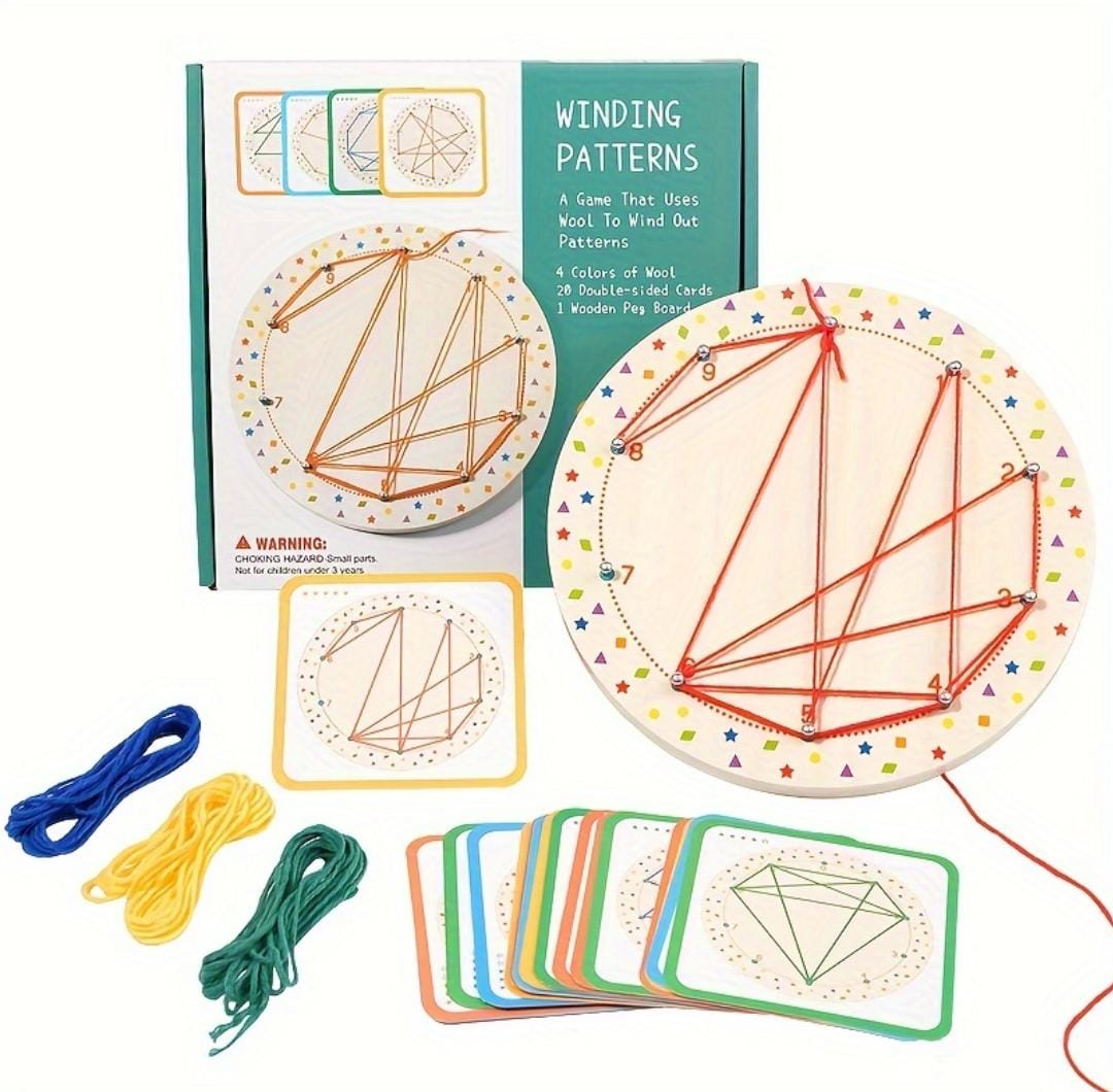 Wooden Geoboard Thread Winding Pattern Kit - 579 - Default Title - Odeez | Educational Toys Pakistan 