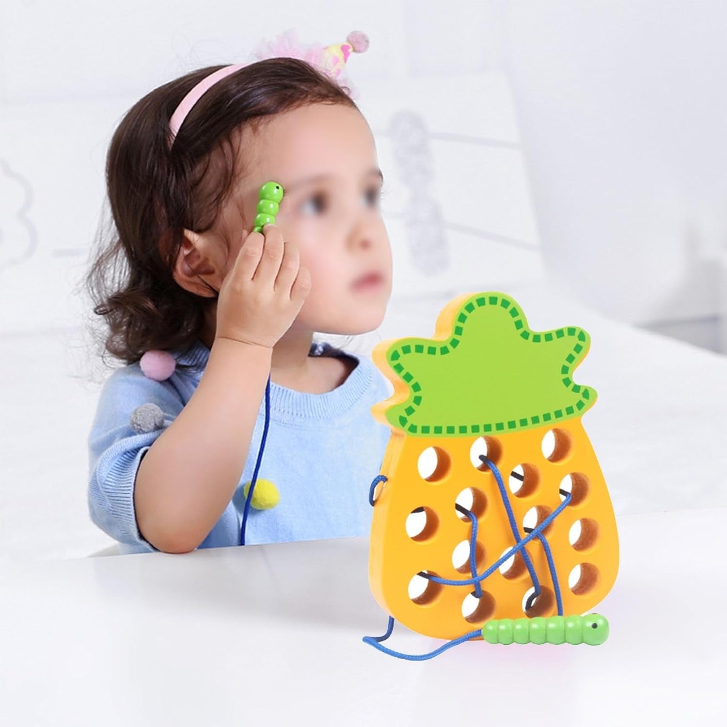 Wooden 3D Fruits Thread Lacing Kit - Pineapple - Default Title - Odeez | Educational Toys Pakistan 