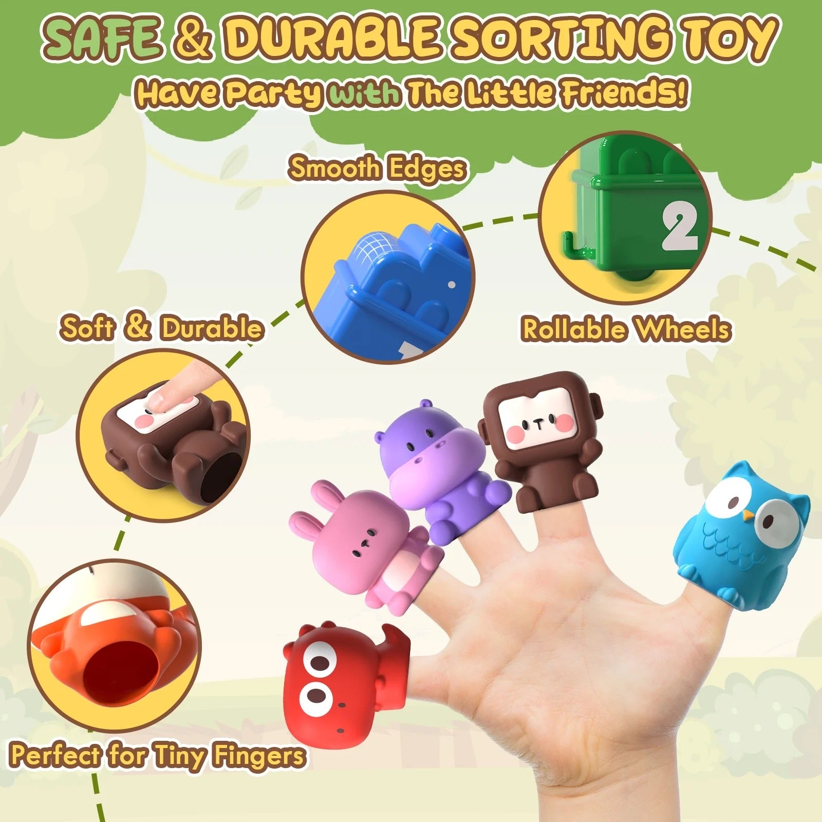Animal Sorting Digital Train Adventure Matching Play Finger Puppet Set - 32Y