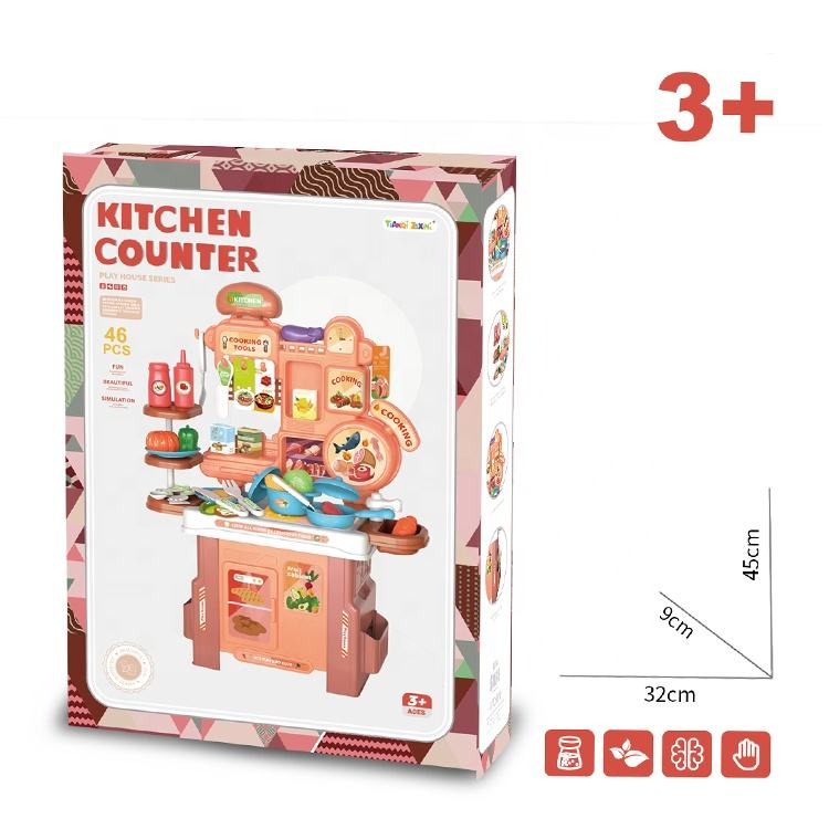 Pretend Roleplay Kitchen Counter Cooking Set 46 pieces - 021