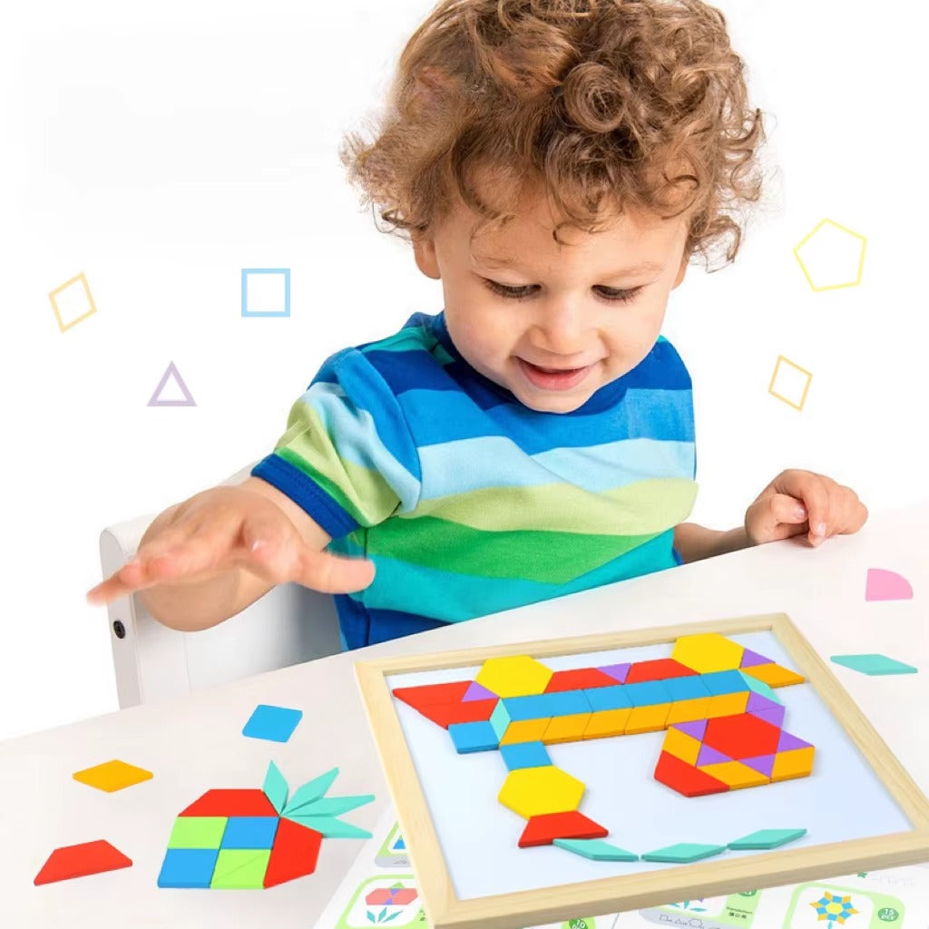 Magnetic Geometry Wooden Puzzle Drawing Board  248 pieces