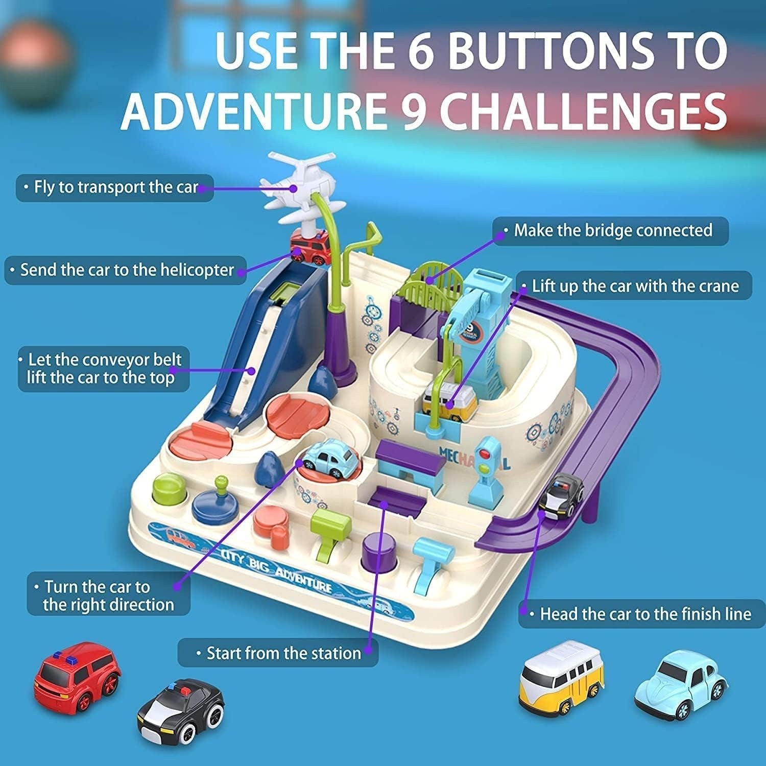 DIY Car Adventure Track Mechanical 4 Cars - 02A