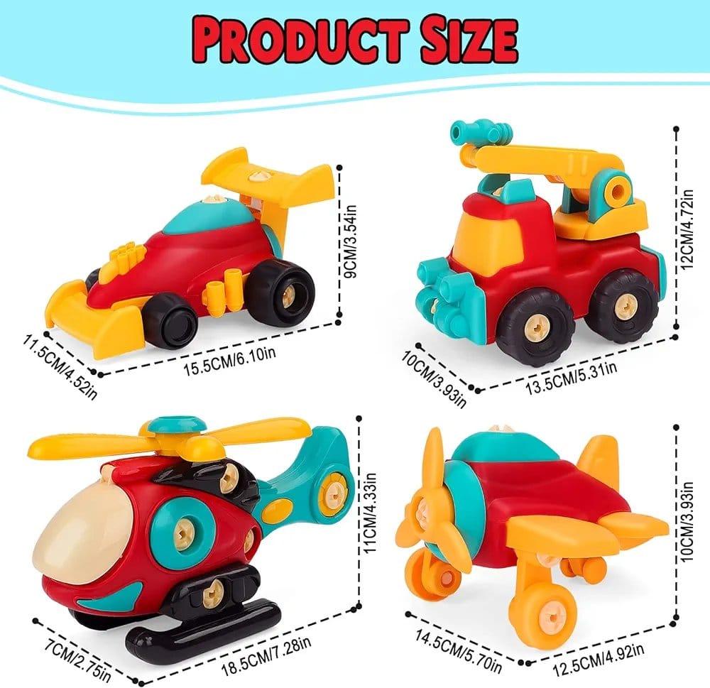 Set of 2 DIY Assemble Vehicle Playset Random Vehicle - 82G - Default Title - Odeez | Educational Toys Pakistan 