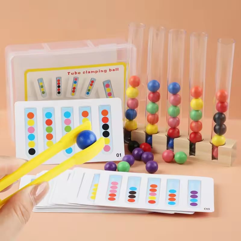 Colorful Clip Beads Test Tube with 48 Pattern Challenge - Default Title - Odeez | Educational Toys Pakistan 