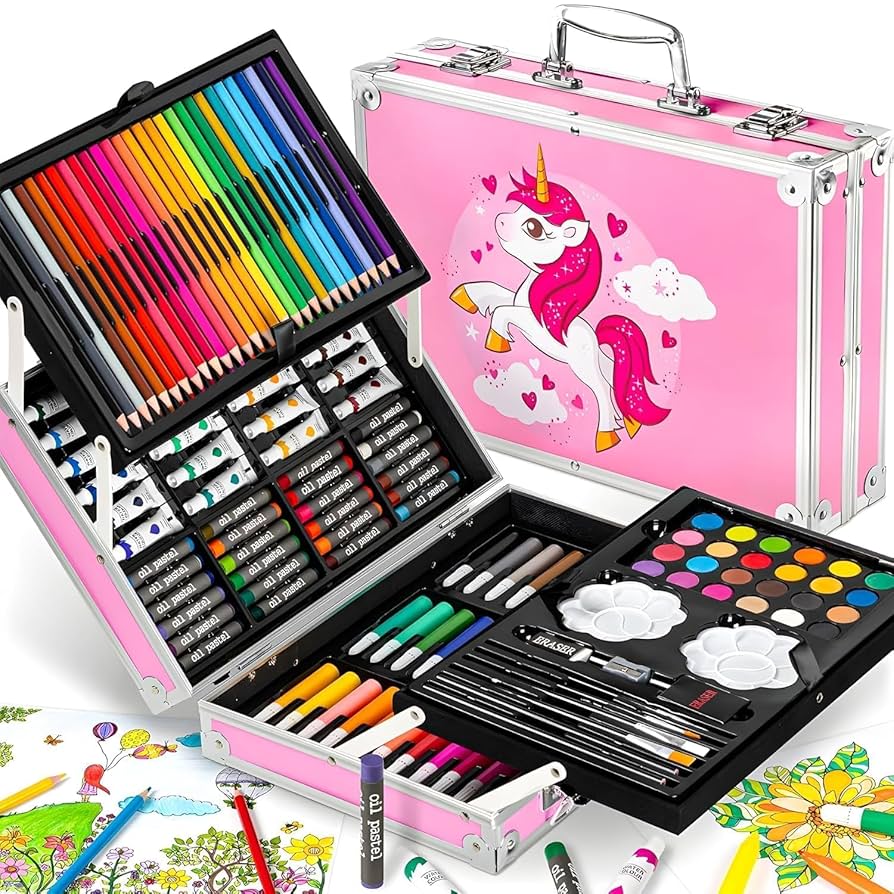 Random Theme Coloring and Drawing Art Set Folding Suitcase 145 pieces - 145