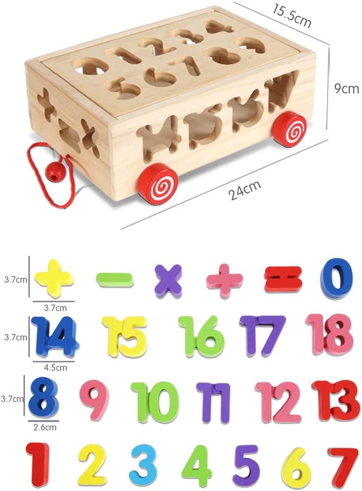 Wooden 3D Learning and Pulling Bus Cart - 874 - 26 Letter-26 Number - Odeez | Educational Toys Pakistan 