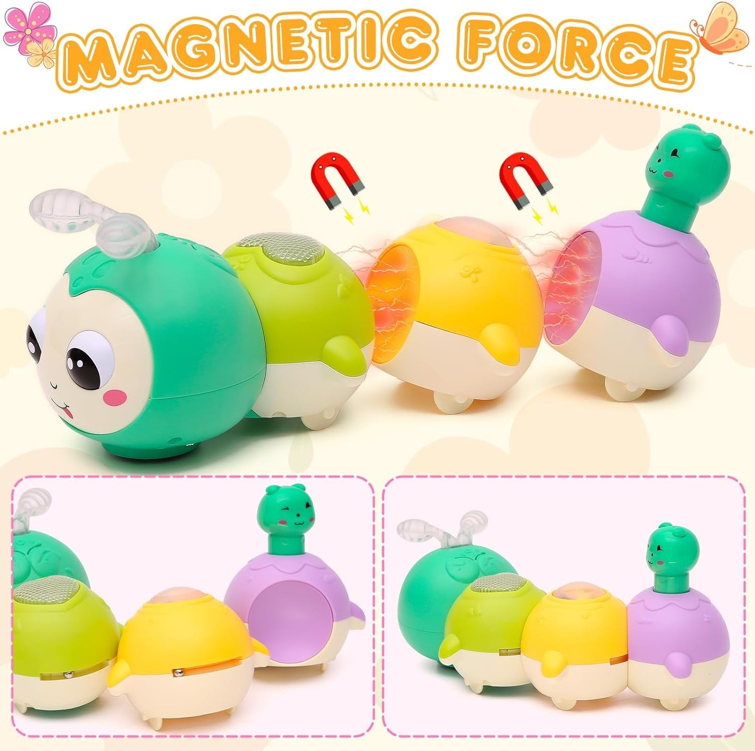 Magnetic Cute Electric Caterpillar with Light and Sound - 225 - Default Title - Odeez | Educational Toys Pakistan 
