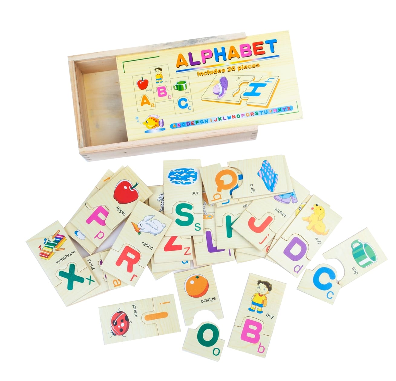 Wooden Alphabet Learning Connected Puzzle Set - 257 - Default Title - Odeez | Educational Toys Pakistan 