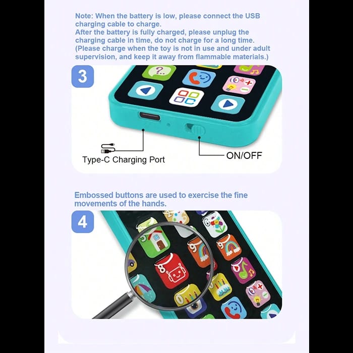 Rechargeable Baby Y-Phone with LED Lights - 03D - Default Title - Odeez | Educational Toys Pakistan 