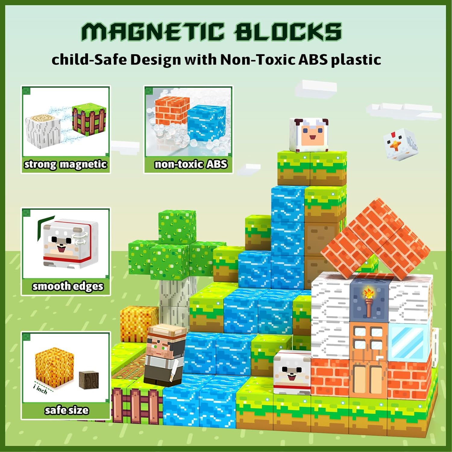 Magnetic Farm Cube Building Blocks 110 pieces - 016