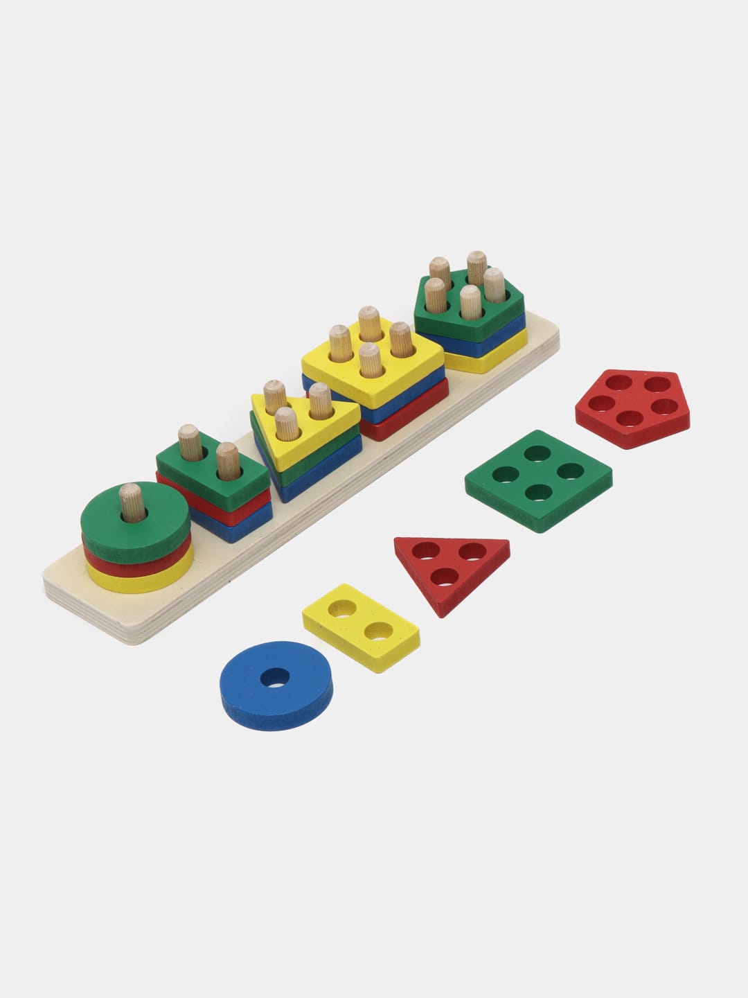 Wooden 5in1 Color Shape Columns Set - 508 - Default Title - Odeez | Educational Toys Pakistan 