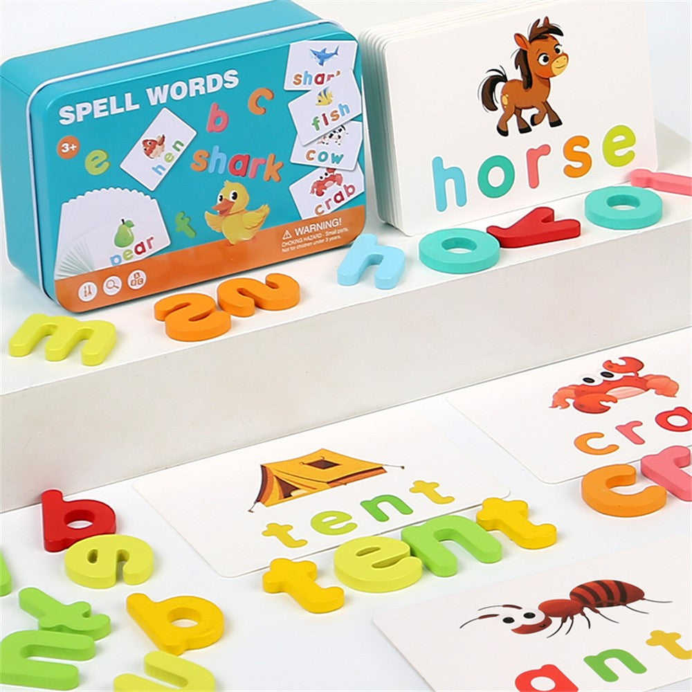 Wooden Word Spelling Learning Tin Box - 781