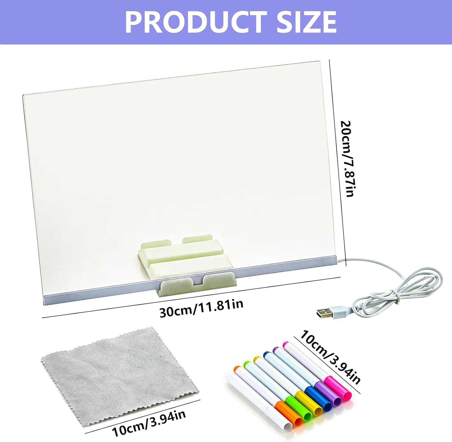 Acrylic LED Drawing Board With Colorful Light and 7 Neon Pens - 020