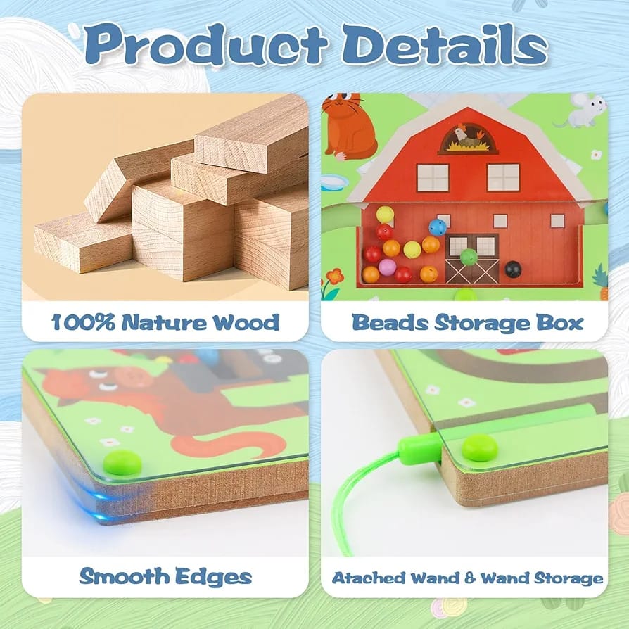 2in1 Color Magnet Maze Bead Ball and Alphanumeric Tracing Board - Default Title - Odeez | Educational Toys Pakistan 