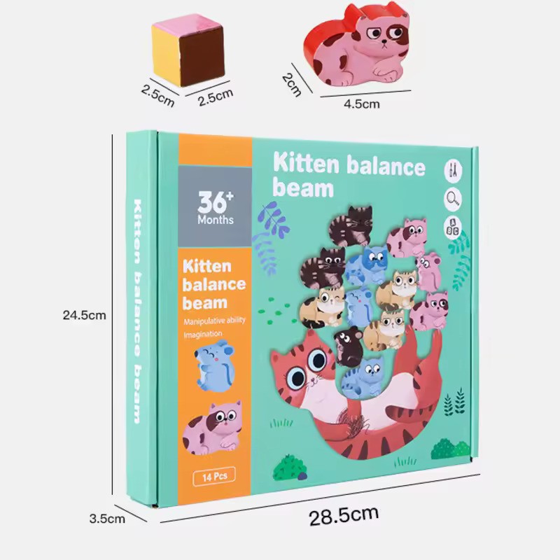 Wooden Kitten Balance 14 pieces Learning Toy - Default Title - Odeez | Educational Toys Pakistan 