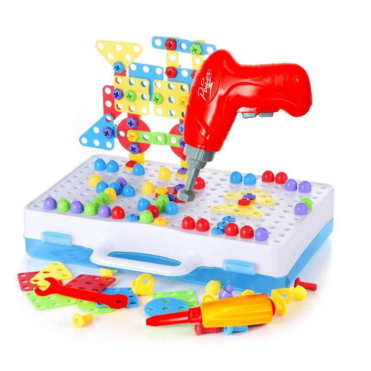 3in1 DIY Creative Magic Panel Electric Drill Tool Play Set 666 - Blue