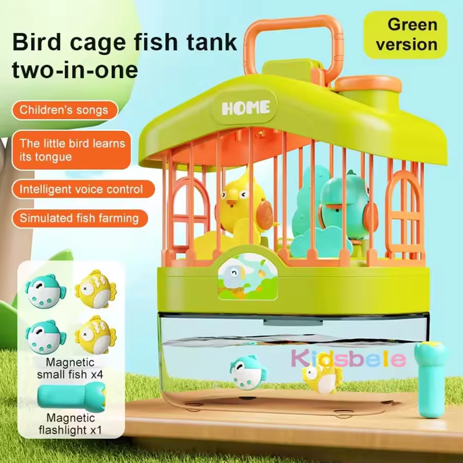 2in1 Fun Talking Bird Cage and Magnetic Fish - 227